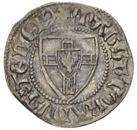 Konrad III von Jungingen 1393-1407, szeląg, Aw: Tarcza wielkiego mistrza i napis, Rw: Tarcza zakon..