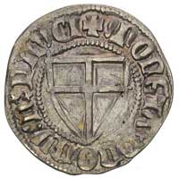 Konrad III von Jungingen 1393-1407, szeląg, Aw: Tarcza wielkiego mistrza i napis, Rw: Tarcza zakon..