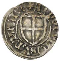 Konrad III von Jungingen 1393-1407, szeląg, mennica Toruń(?), Aw: Tarcza wielkiego mistrza nad nią..