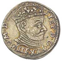 trojak 1580, Wilno, odmiana z III w owalnej obwódce pod popiersiem króla, Ivanauskas 759:121, T. 1..