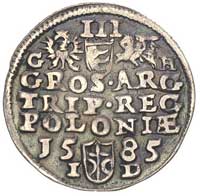 trojak 1585, Olkusz, litery G-H po bokach herbów