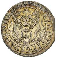 ort 1611, Gdańsk, odmiana z kropką za łapą niedźwiedzia, T. 1.50, moneta wybita niecentycznie, del..