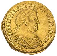 dukat 1677, Gdańsk, H-Cz. 2437 (R2), T. 18, Kaleniecki s.471-472, Fr. 36, złoto, 3.37 g, lekko gię..