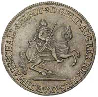 półtalar wikariacki 1741, Aw: Król na koniu, Rw: Tron, Merseb. 1698, patyna
