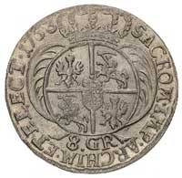 dwuzłotówka (8 groszy) 1753, efraimek, odmiana z bardzo dużym napisem 8 GR i bez liter E-C, korona..