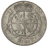 dwuzłotówka (8 groszy) 1753, efraimek, odmiana z dużym napisem 8 GR bez liter E-C, korona nad tarc..