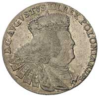 ort 1755, Lipsk, bardzo duże popiersie króla i małe litery E-C pod tarczą herbową, Merseb. 1782