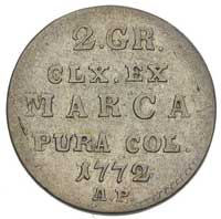 2 grosze srebrne (półzłotek) 1772, Warszawa, litery A P na rewersie, Plage 257