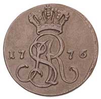 grosz 1776, Warszawa, litery E B pod tarczą herbową, wieniec dotyka korony, Plage 112, patyna