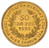 50 złotych 1829, Warszawa, Plage 10, Bitkin 985 (R1), Fr. 109, złoto, 9.79 g, rzadkie, patyna