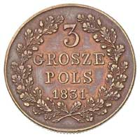3 grosze 1831, Warszawa, bardzo rzadki wariant- łapy Orła zgięte, Plage 283 (R2)