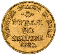 3 ruble = 20 złotych 1836, Warszawa, Plage 302, Bitkin 1126 (R2), Fr. 113, w cenniku Berezowskiego..