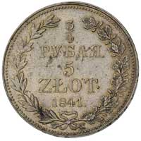 3/4 rubla = 5 złotych 1841, Warszawa, w ogonie Orła 9 piór, cyfry daty duże, Plage 368, Bitkin 114..