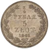 3/4 rubla = 5 złotych 1841, Warszawa, w ogonie O