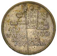 5 złotych 1930, Warszawa, Sztandar, Parchimowicz 115 a, na rewersie ślady żółto-brunatnej patyny