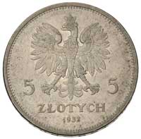 5 złotych 1932, Warszawa, Nike, Parchimowicz 114 e, najrzadsza moneta II R P, drobne rysy w tle