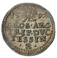 trojak 1597, Cieszyn, F.u.S. 2987, rzadki i ładnie zachowany