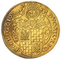 czterodukatówka 1610, Złoty Stok, Aw: Dwa popiersie, napis wokoło D G IOHAN CHRIST ET GEOR RVD FRA..