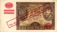 100 złotych 9.11.1934, nadruk w języku niemiecki
