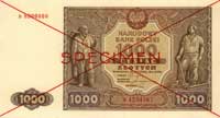 1000 złotych 15.01.1946, seria B, SPECIMEN, Miłc