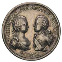 zaślubiny Alberta, syna Augusta III z Krystyną Austriacką 1766 r., Aw: Popiersia młodej pary zwróc..