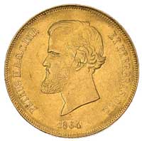 Piotr II 1831-1889, 20 000 reis 1864, Fr. 121 a, złoto, 17.82 g