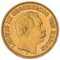 Ludwik III 1848-1877, 5 marek 1877/H, Darmstadt, J. 218, Fr. 3787, złoto, 1.99 g, bardzo rzadkie