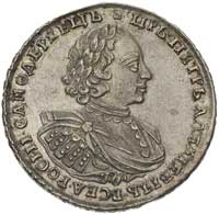 rubel 1720, Moskwa, Aw: Popiersie, nad głową maleńka korona, rozdzielająca napis, Rw: Orzeł i napi..