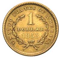 1 dolar 1853, Filadelfia, Fr. 84, złoto, 1.64 g, rzadki