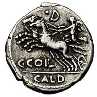 C. Coelius Caldus ok. 104 pne, denar, Aw: Głowa Romy w lewo, Rw: Victoria w bidze w lewo, Sear Coi..