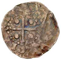 Dolna Lotaryngia- Deventer, Konrad II 1024-1039, denar, Aw: Ukoronowana głowa z długą brodą i napi..