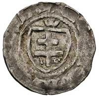 trzeciak koronny 1393-94, Kraków, Aw: Podwójny krzyż w tarczy, nad tarczą litera W, u dołu tarczy ..