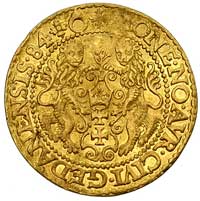 dukat 1584, Gdańsk, odmiana bez głowy lwa na ramieniu, H-Cz. 9456 R3, Kaleniecki s 62, Fr. 3, T. 3..