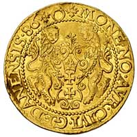 dukat 1586, Gdańsk, H-Cz. 770 R, Kaleniecki s. 64-67, Fr. 3, T. 25, złoto 3.51 g