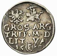 trojak 1580, Wilno, odmiana z III w owalnej tarczy pod popiersiem króla, Ivanauskas 757:121, ciemn..