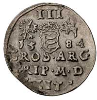 zestaw monet; trojak 1584, Wilno, Ivanauskas 781:129, trojak 1585, Wilno, ciekawa odmiana napisu S..