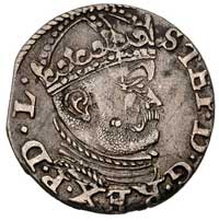 trojak 1585, Ryga, lilijki i krzyżyki po bokach 