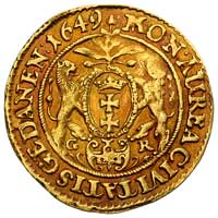 dukat 1649, Gdańsk, H-Cz. 1909, Kaleniecki s. 370-371, Fr. 24, T. 14, złoto 3.44 g, złocistobrązow..