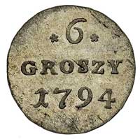6 groszy 1794, Warszawa, duże cyfry daty, Plage 207, ładnie zachowany egzemplarz, złocistozielonka..