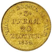 3 ruble = 20 złotych 1839, Warszawa, Plage 308, 