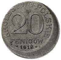 destrukt monety 20 fenigów 1918 / F, Stuttgart, Parchimowicz 7 b, bardzo ładny egzemplarz, niecent..