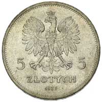 5 złotych 1928, Warszawa, Nike, Parchimowicz 114 a, bardzo ładne
