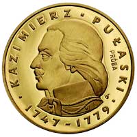 500 złotych 1976, Warszawa, Kazimierz Pułaski, na rewersie wypukły napis PRÓBA, złoto 29.85 g, Par..