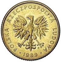 10 złotych 1989 Warszawa, na rewersie wypukły napis PRÓBA, mosiądz, Parchimowicz P-288 b, nakład n..