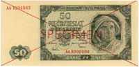 50 złotych 1.07.1948, seria AA 1234567, AA 8900000, SPECIMEN, Miłczak 138e