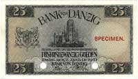 25 guldenów 2.01.1931 r, Miłczak G49 , bez oznaczenia serii i numeracji, dwukrotnie preforowany, n..