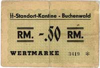 obóz koncentracyjny w Buchenwaldzie, 0.50 marki, 1 marka, 1 marka (z pieczęcią na odwrocie), 2 mar..