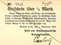 Świerklaniec (Neudeck)- 1/2 marki 1.11.1916, 1/2 marki 1.04.1917 i 1/2 marki 1.10.1917, Keller 186..