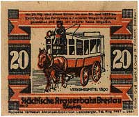 Wrocław -Tramwaje Miejskie, 4x20 fenigów, ważne do 30.06.1922, na odwrocie reklama, Grabowski/Mehl..