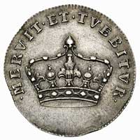 August III- żeton koronacyjny 1734 r, Aw: Korona królewska i napis MERVIT..Rw: Napis poziomy AVGVS..